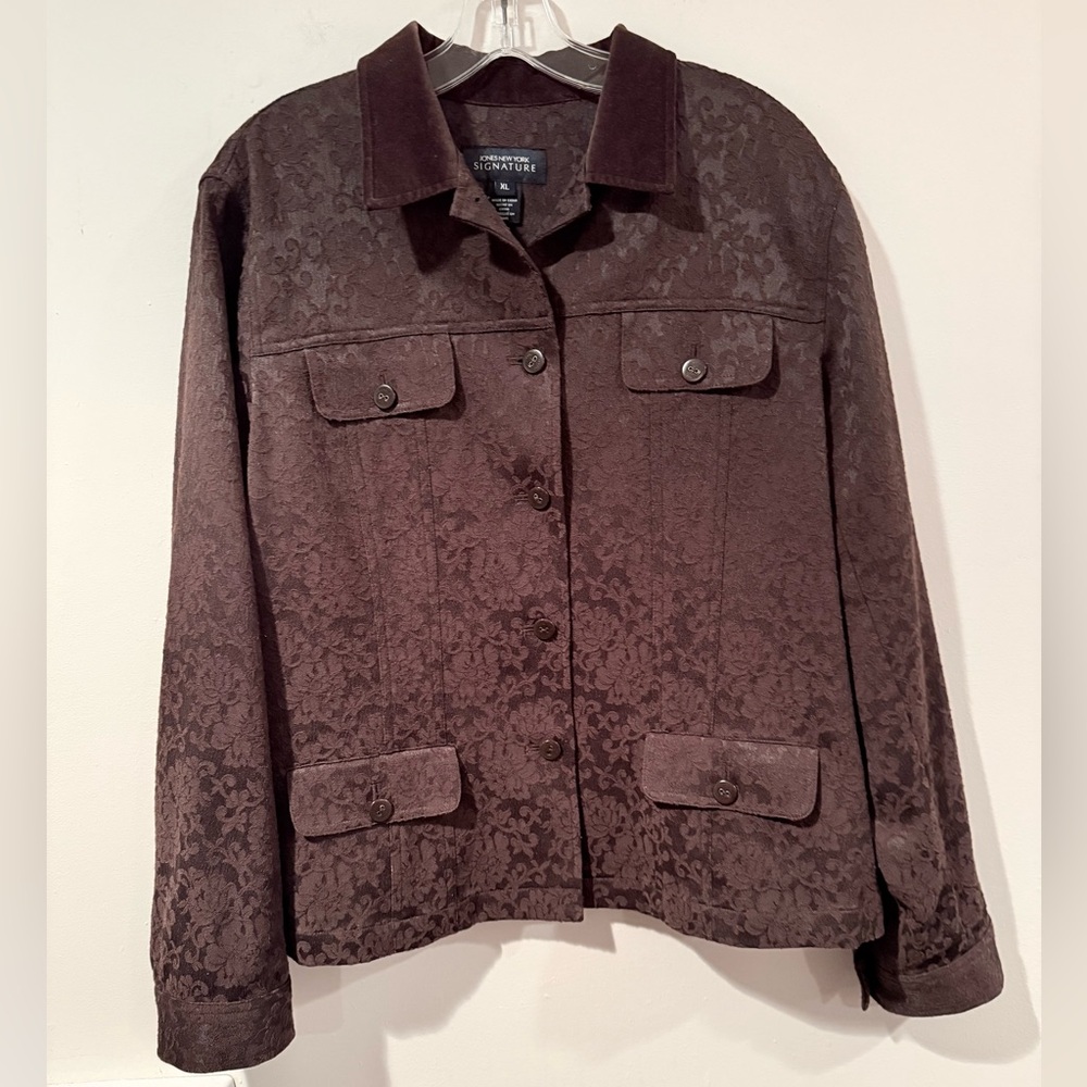 Jones New York Women's Dark Brown Textured Blazer